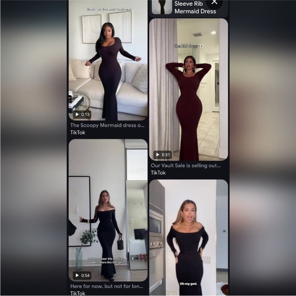 TA3 Scoopy Long Sleeve Rib Mermaid maxi black Dress NWT Size Large regular long - Picture 6 of 6